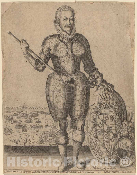Art Print : Christoffel Van Sichem I, Maurice of Nassau, Prince of Orange - Vintage Wall Art