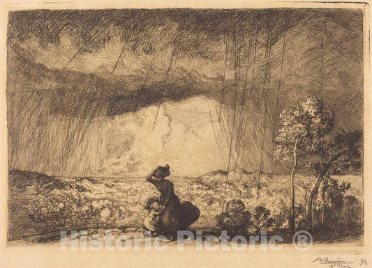 Art Print : Auguste LepÃ¨re, Storm on The Dune, Vendee (L'orage sur la Dune, Vendee) - Vintage Wall Art