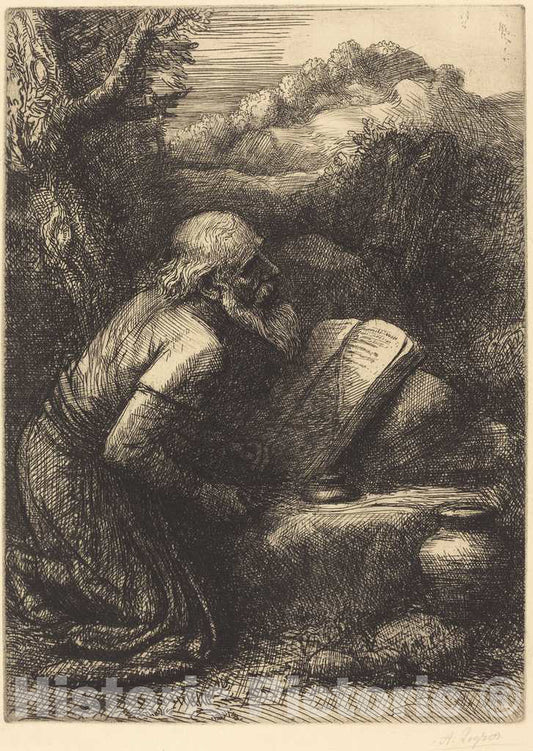 Art Print : Alphonse Legros, Saint Jerome, 2nd Plate - Vintage Wall Art