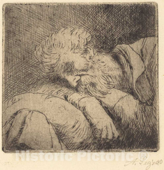 Art Print : Alphonse Legros, Sleeping Beggar (Mendiant endormi) - Vintage Wall Art