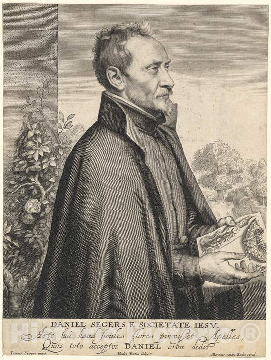 Art Print : Pontius After Jan Lievens, Daniel Segers, Jesuit Priest - Vintage Wall Art