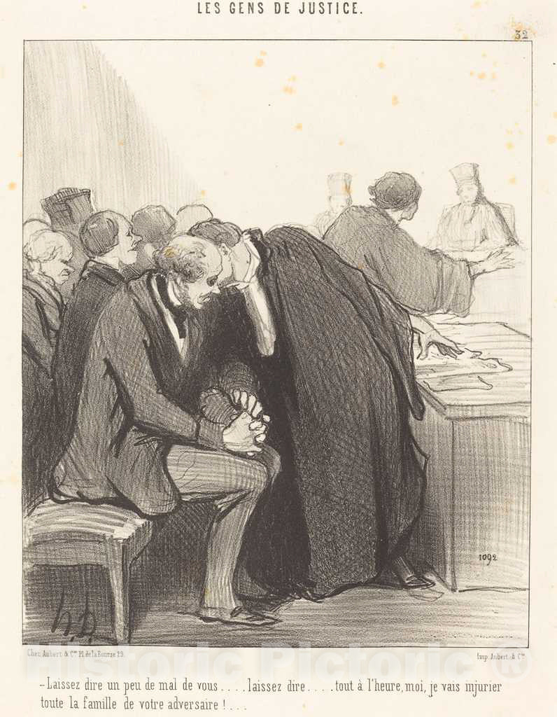 Art Print : HonorÃ© Daumier, Laissez Dire un peu de mal de Vous, 1847 - Vintage Wall Art
