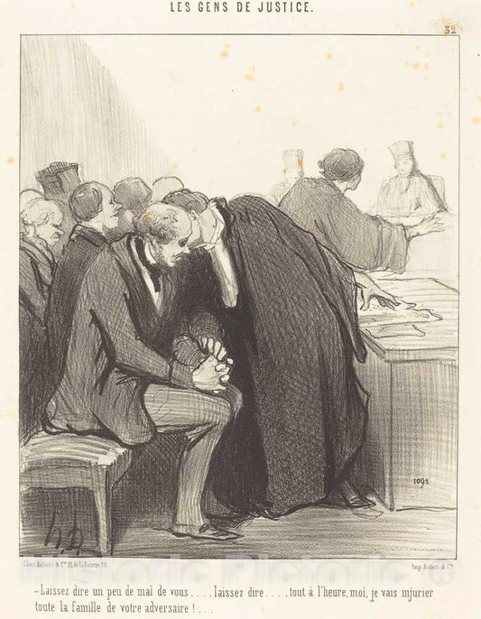 Art Print : HonorÃ© Daumier, Laissez Dire un peu de mal de Vous, 1847 - Vintage Wall Art