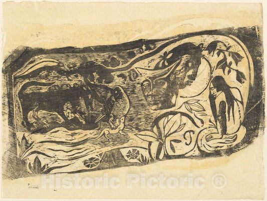 Art Print : Paul Gauguin, Plate with The Head of a Horned Devil (Planche au Diable Cornu), in or After 1895 - Vintage Wall Art