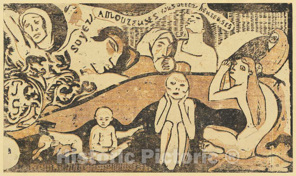 Art Print : Paul Gauguin, Be in Love and You Will be Happy (Soyez amoureuses, Vous serez heureuses), in or After 1895 - Vintage Wall Art
