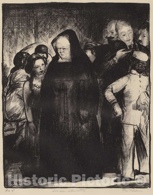 Art Print : George Bellows, in an Elevator, 1916 - Vintage Wall Art