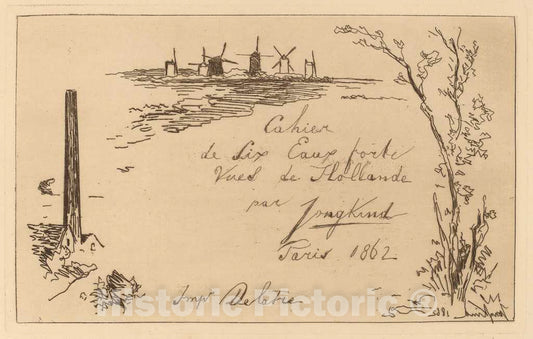 Art Print : Johan Barthold Jongkind, Title Page (Titre du Cahier de six eaux-Fortes), 1862 - Vintage Wall Art