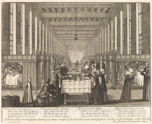 Art Print : Abraham Bosse, L'Infirmerie de l'hospital de la Charite de Paris - Vintage Wall Art