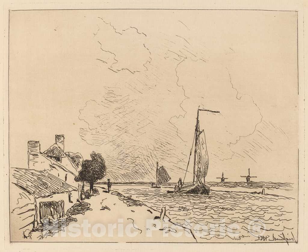 Art Print : Johan Barthold Jongkind, Two Boats at Sail (Les Deux Barques a Voile), 1862 - Vintage Wall Art