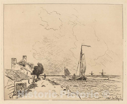 Art Print : Johan Barthold Jongkind, Two Boats at Sail (Les Deux Barques a Voile), 1862 - Vintage Wall Art