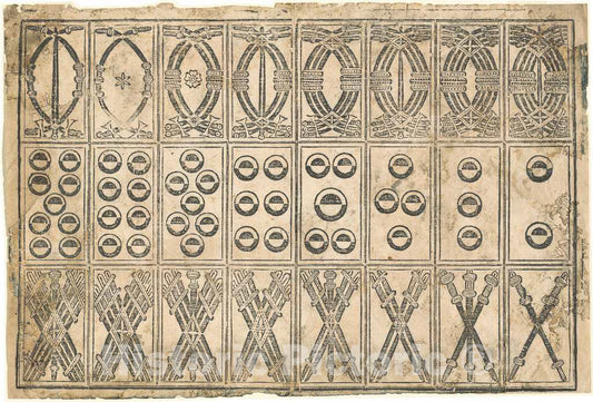 Art Print : Playing Cards, 15th Century - Vintage Wall Art