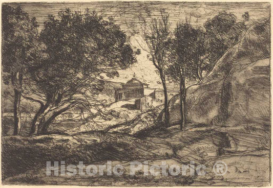 Art Print : Baptiste-Camille Corot, Souvenir of Tuscany (Souvenir de Toscane), c. 1845 - Vintage Wall Art