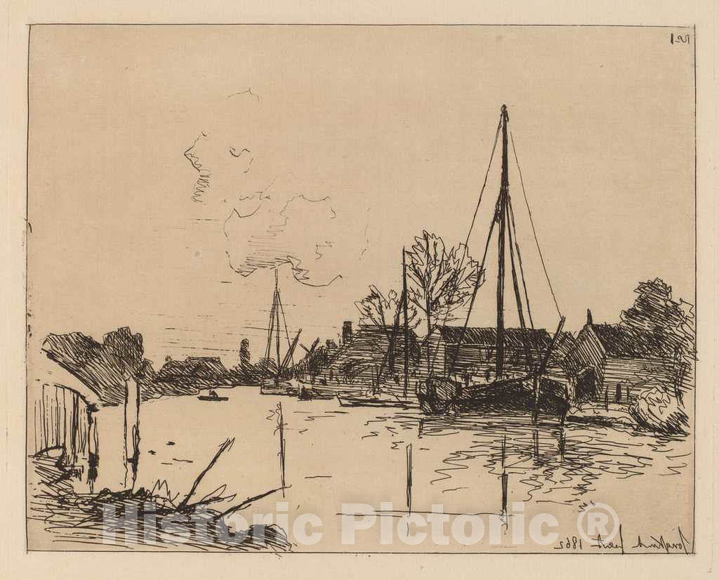 Art Print : Johan Barthold Jongkind, The Canal (Le Canal), 1862 - Vintage Wall Art