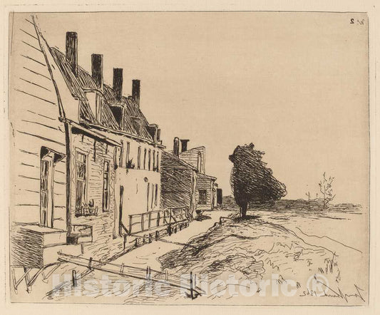 Art Print : Johan Barthold Jongkind, The Houses on The Canal Bank (Les Maisons au Bord du Canal), 1862 - Vintage Wall Art