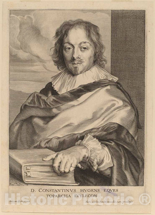 Art Print : Pontius After Van Dyck, Constantijn Huygens, c.1631 - Vintage Wall Art