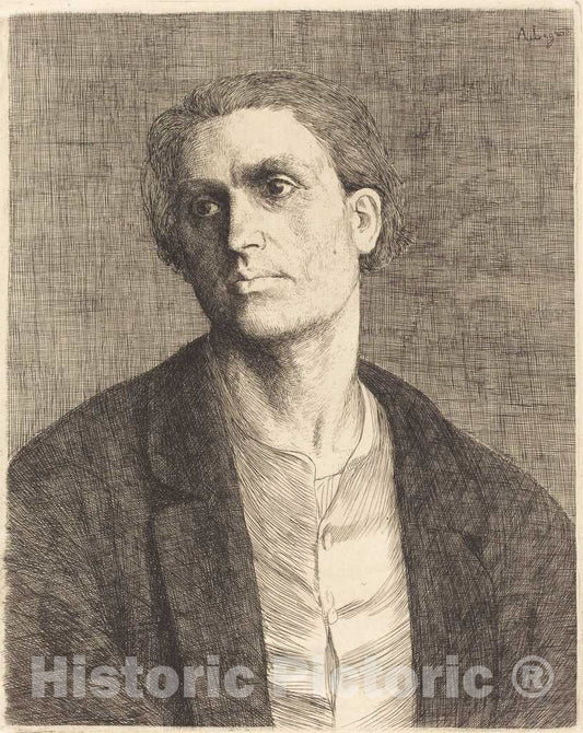 Art Print : Alphonse Legros, Study of a Man's Head (Etude de Tete d'homme) - Vintage Wall Art