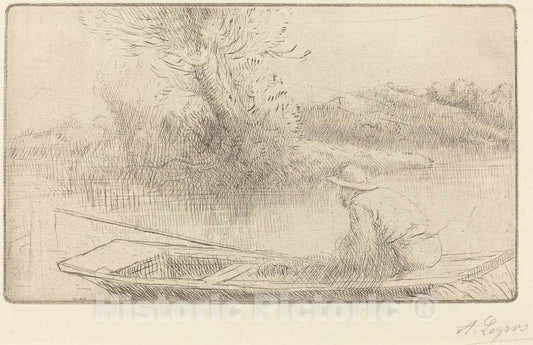 Art Print : Alphonse Legros, Along The Thames (Sur la Tamise) - Vintage Wall Art