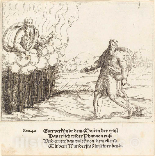Art Print : Augustin Hirschvogel, Moses and The Serpent, 1548 - Vintage Wall Art