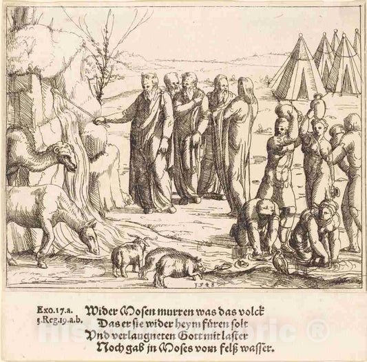 Art Print : Augustin Hirschvogel, Moses Striking The Rock, 1548 - Vintage Wall Art