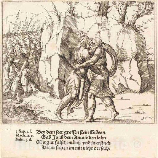 Art Print : Augustin Hirschvogel, Joab Betrays Abner, 1547 - Vintage Wall Art