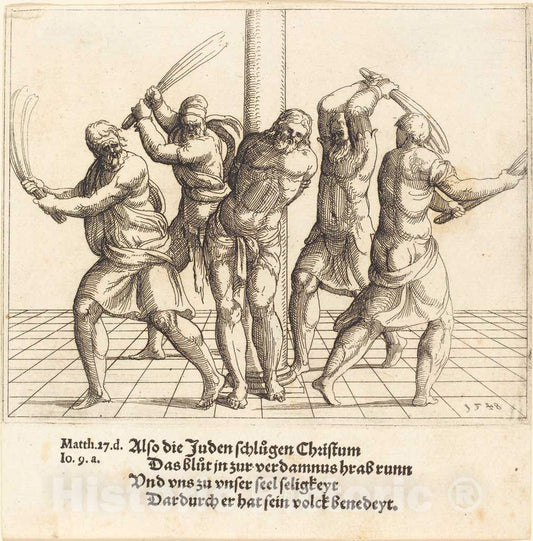 Art Print : Augustin Hirschvogel, The Flagellation, 1548 - Vintage Wall Art