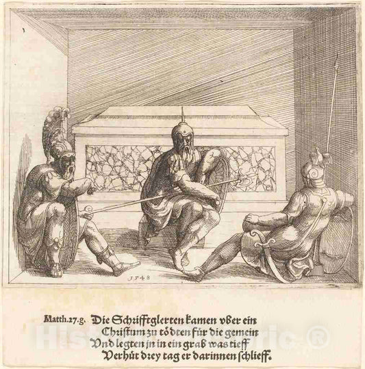 Art Print : Augustin Hirschvogel, Christ in The Tomb, 1548 - Vintage Wall Art