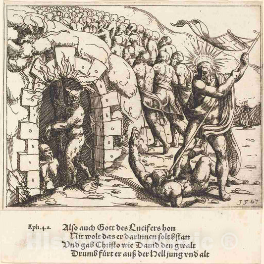 Art Print : Augustin Hirschvogel, The Harrowing of Hell, 1547 - Vintage Wall Art