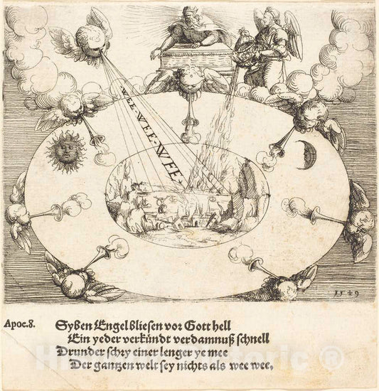 Art Print : Augustin Hirschvogel, The Opening of The Seventh Seal, 1549 - Vintage Wall Art