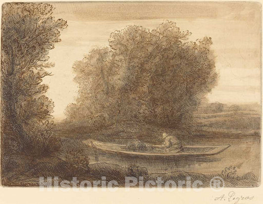 Art Print : Alphonse Legros, Bend in The River (Un Coin de Riviere) - Vintage Wall Art