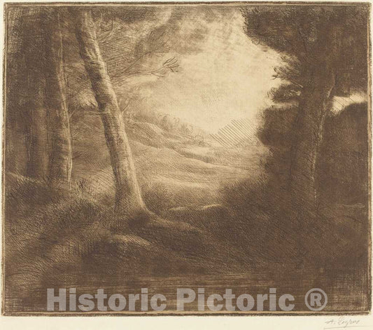 Art Print : Alphonse Legros, Water's Edge by Morning Light (Au Bord de l'eau (Effet du Matin)) - Vintage Wall Art
