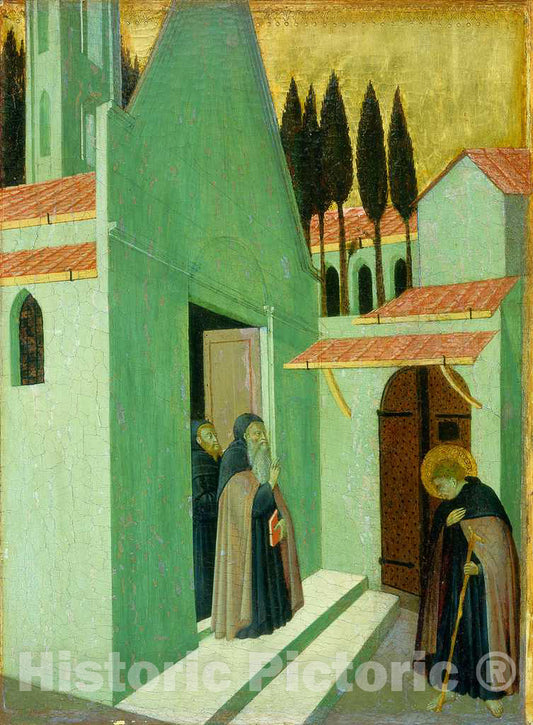 Art Print : Sano di Pietro, Saint Anthony Leaving His Monastery, c.1433 - Vintage Wall Art