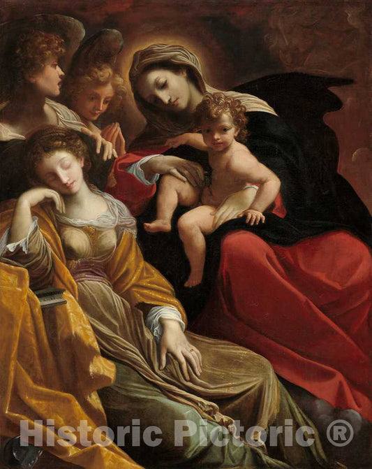 Art Print : Lodovico Carracci, The Dream of Saint Catherine of Alexandria, c. 1593 - Vintage Wall Art