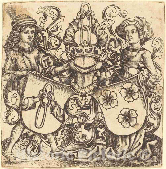 Art Print : Arms of Rohrbach and Holzhausen, c.1485 - Vintage Wall Art
