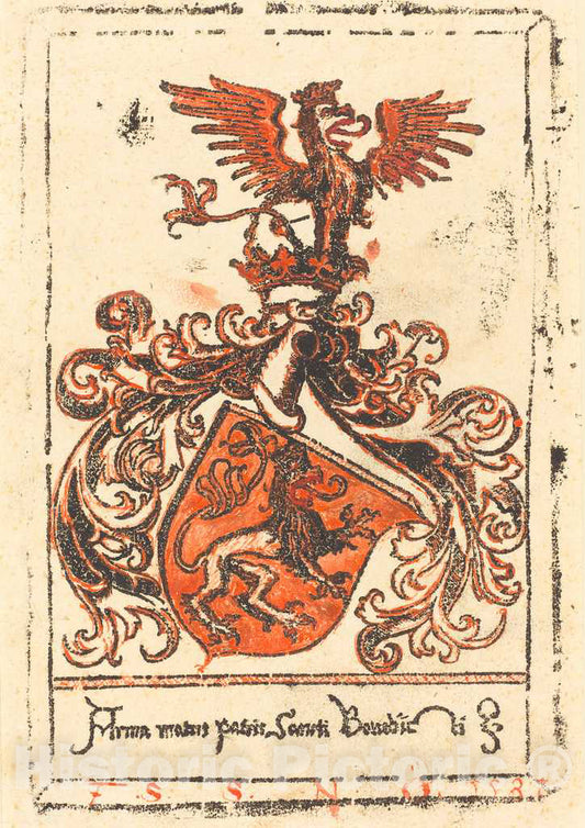Art Print : Bookplate of The Abbey of Ottobeuren, c. 1500 - Vintage Wall Art