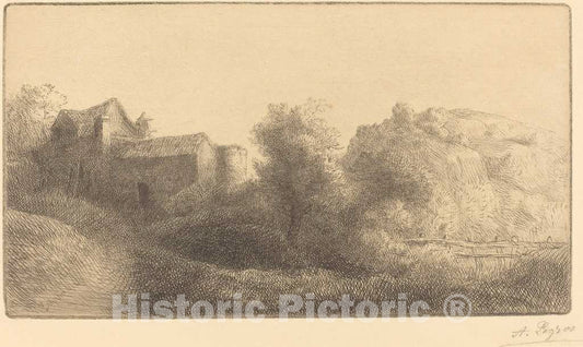 Art Print : Alphonse Legros, Bridge at The Mill (Le pont du Moulin) - Vintage Wall Art