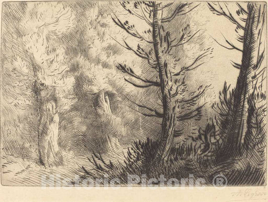 Art Print : Alphonse Legros, in The Forest of Fontainebleau (Dans le foret de Fontainebleau) - Vintage Wall Art