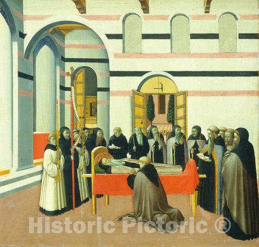 Art Print : Sano di Pietro, The Death of Saint Anthony, c.1433 - Vintage Wall Art
