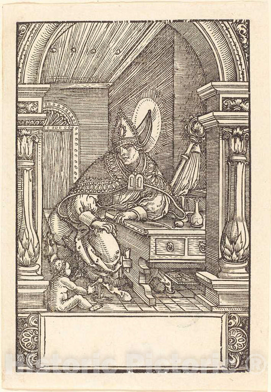 Art Print : Hans Springinklee, Saint Augustine - Vintage Wall Art