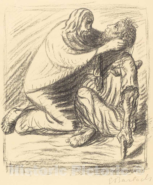 Art Print : Ernst Barlach, Blessed are The Merciful, 1916 - Vintage Wall Art