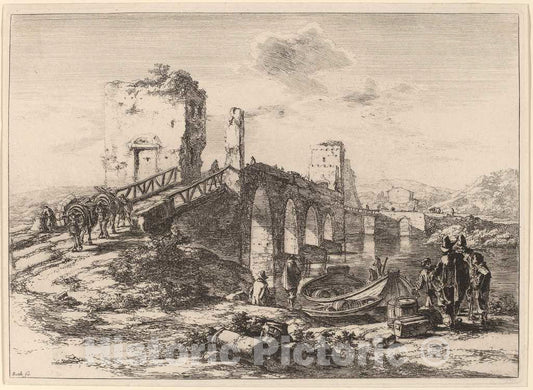 Art Print : Jan Both, The Ponte Molle - Vintage Wall Art