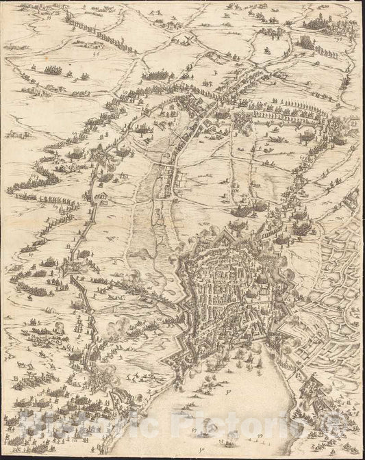 Art Print : Jacques Callot, The Siege of La Rochelle [Plate 6 of 16; Set comprises 1952.8.97-112], c.1630 - Vintage Wall Art