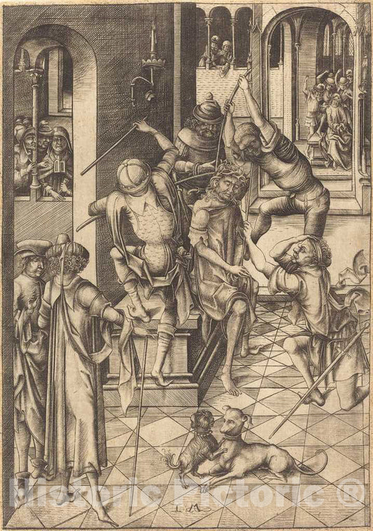 Art Print : Israhel Van Meckenem, The Crowning with Thorns, c. 1480 - Vintage Wall Art