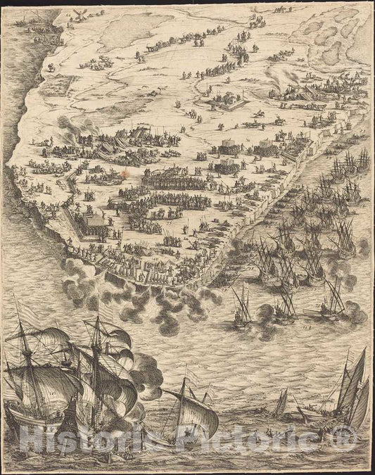 Art Print : Jacques Callot, The Siege of La Rochelle [Plate 10 of 16; Set comprises 1952.8.97-112], c.1630 - Vintage Wall Art