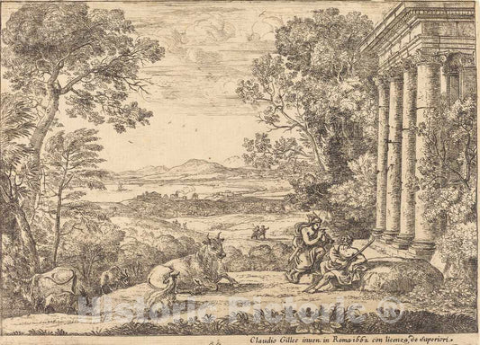 Art Print : Claude Lorrain, Mercury and Argus (Mercure et Argus), 1662 - Vintage Wall Art