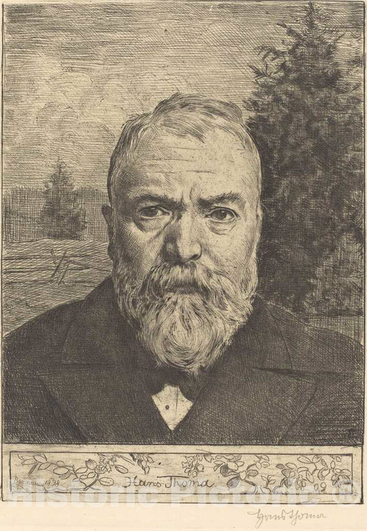 Art Print : Hans Thoma, Self-Portrait II, 1898 - Vintage Wall Art