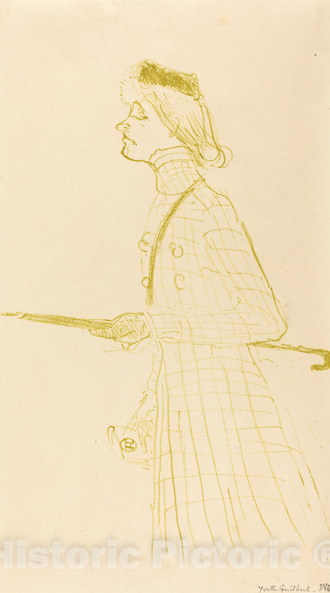 Art Print : Henri de Toulouse-Lautrec, Yvette Guilbert, 1894 - Vintage Wall Art