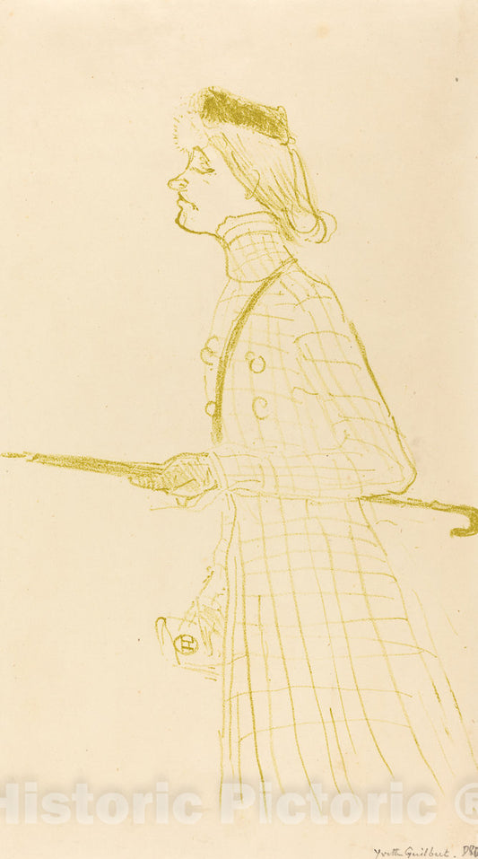 Art Print : Henri de Toulouse-Lautrec, Yvette Guilbert, 1894 - Vintage Wall Art