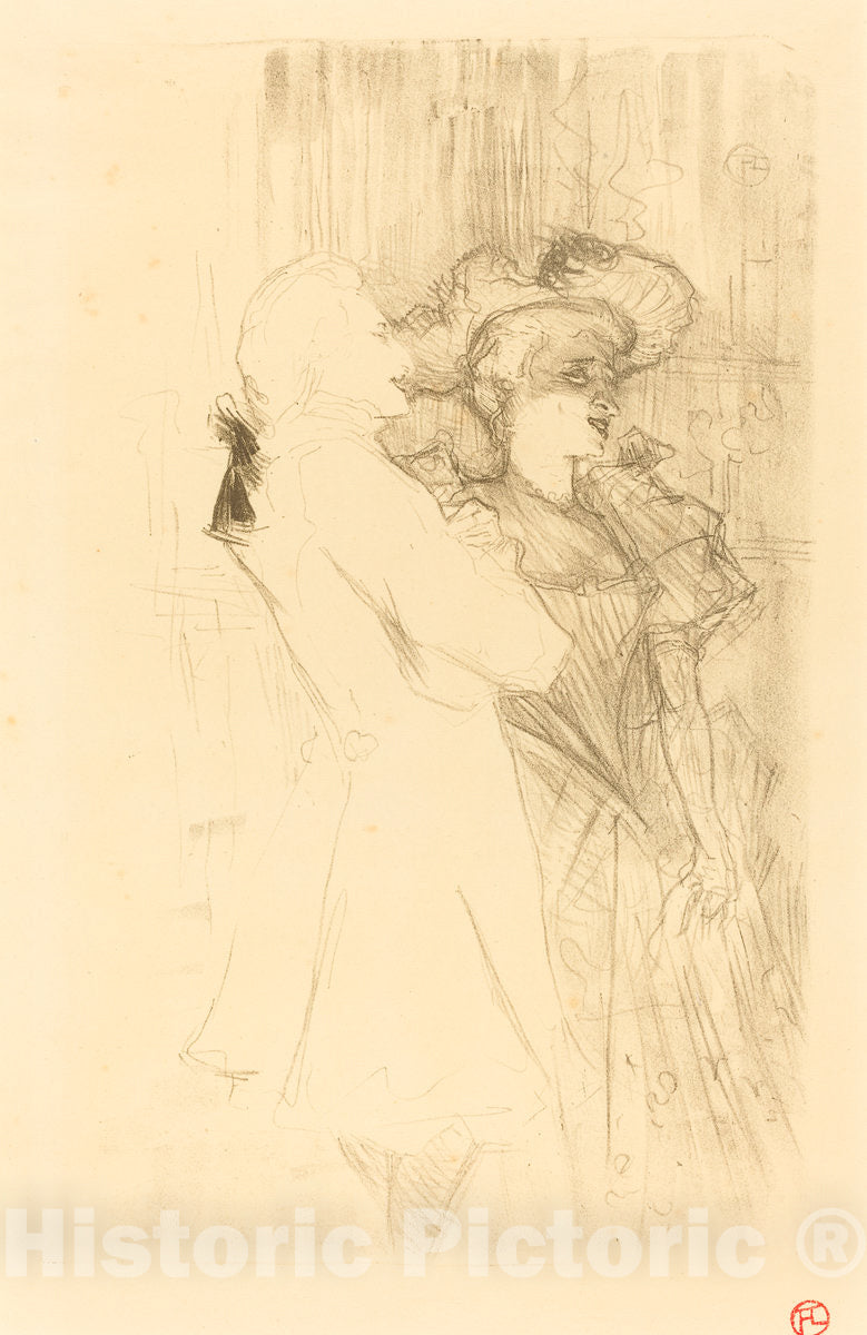 Art Print : Henri de Toulouse-Lautrec, Lender and Auguez in La Chanson de fortunio (Lender et Auguez Dans La Chanson de fortunio), 1895 - Vintage Wall Art