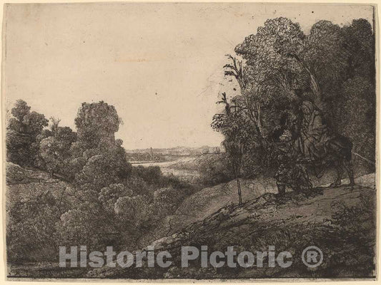 Art Print : Rembrandt, The Flight into Egypt: Altered from Seghers, c. 1653 - Vintage Wall Art
