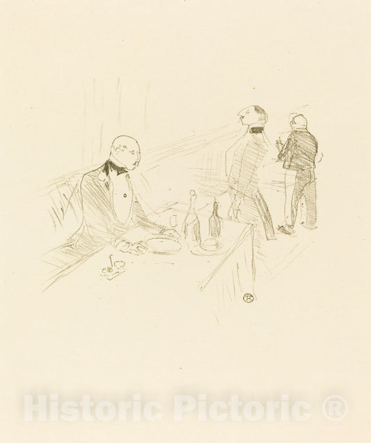 Art Print : Henri de Toulouse-Lautrec, at The House of Gold (A la Maison d'or), 1897 - Vintage Wall Art